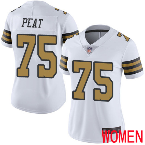 New Orleans Saints Limited White Women Andrus Peat Jersey NFL Football #75 Rush Vapor Untouchable Jersey